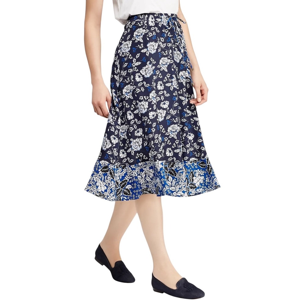 Lauren Ralph Lauren XL Skirt Floral Print Georgette‎ Midi A Line Fairy Boho 396